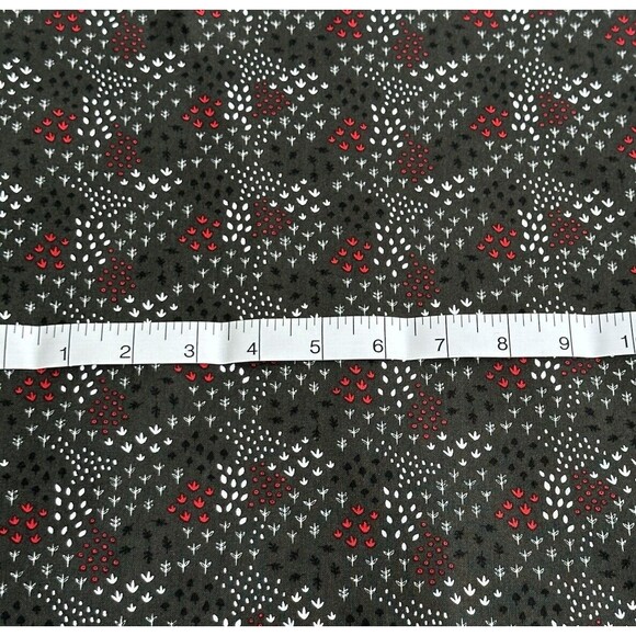Animal Tracks Fabric Field Carbon Emma Mila Hudson Collection Black Red Gray 3yd - Picture 3 of 4